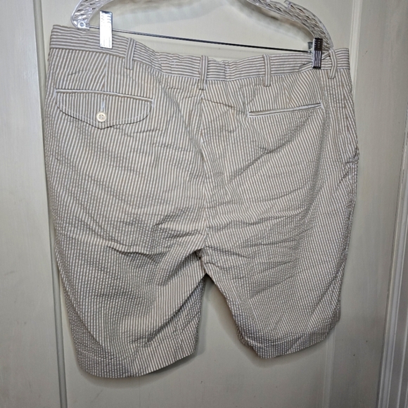 Mens Polo Ralph Lauren Shorts Seersucker Khaki White 38 Summer Blend Cloth VTG - Picture 6 of 9